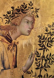 Bebudelsen med St. Margaret og St. Asano, detalje af ærkeenglen Gabriel, 1333 (tempera på panel) (detalje af 50322)